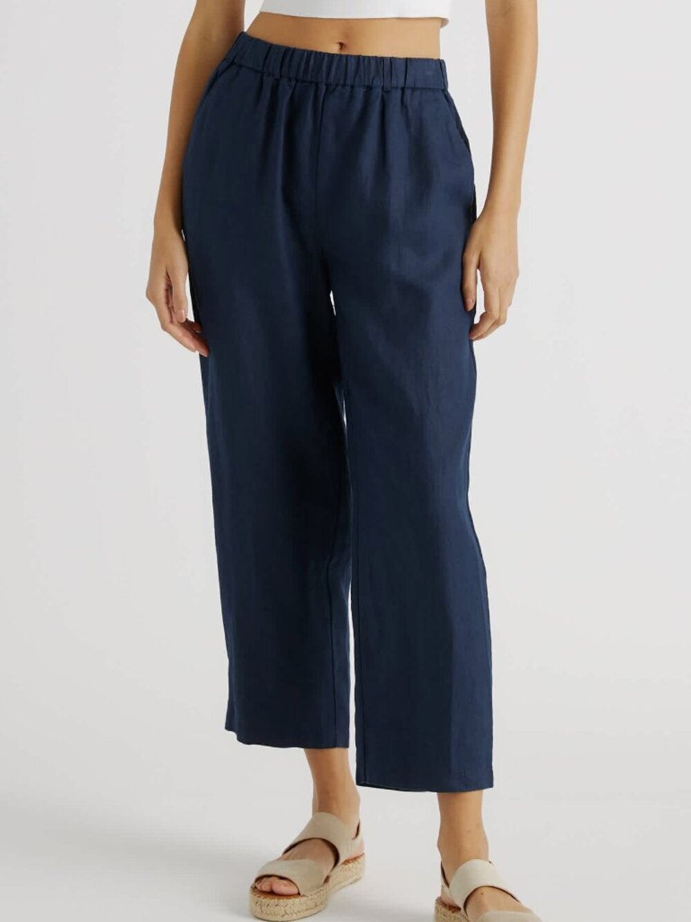 100% European Linen Pants in Deep Navy